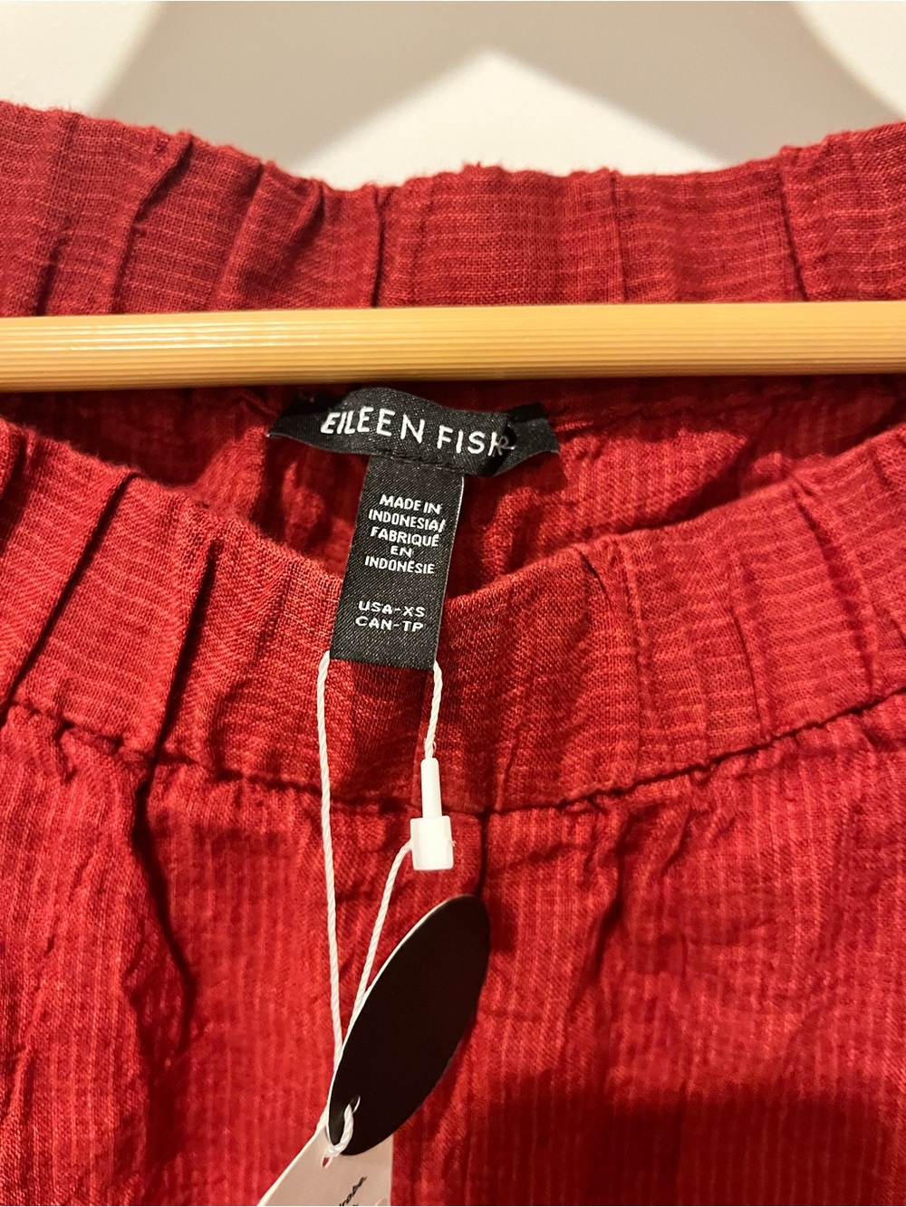 Eileen Fisher Puckered Organic Linen Stripe Lantern, Ankle, NWT, XS - Picture 8 of 11
